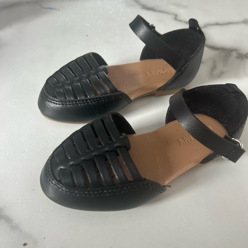 Kids Black Leather Shoes